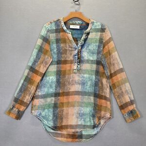 Isabella Sinclair Tunic Top Womens  Multicolor Plaid Casual Shirt Size XS